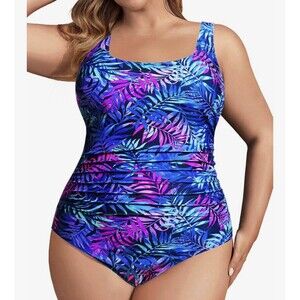 Daci Women's Plus Size One Piece Swimsuit  Tummy Control Athletic leaf print 20W